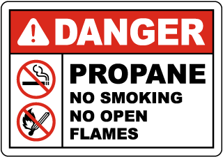 Danger Propane No Smoking No Open Flames Sign