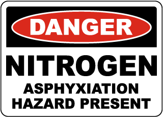 Danger Nitrogen Asphyxiation Hazard Sign