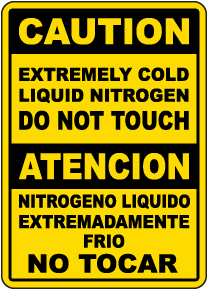 Bilingual Caution Extremely Cold Liquid Nitrogen Sign