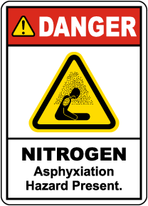 Danger Nitrogen Asphyxiation Hazard Present Sign