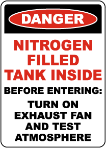 Danger Nitrogen Filled Tank Inside Sign