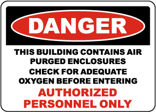Danger Contains Air Purged Enclosures Sign