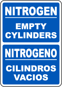 Bilingual Nitrogen Empty Cylinders Sign