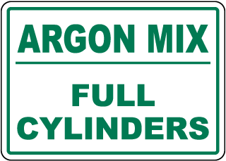 Full Argon Mix Cylinders Sign