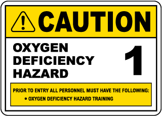 Caution Oxygen Deficiency Hazard 1 Sign