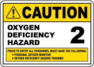 Caution Oxygen Deficiency Hazard 2 Sign