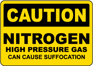 Caution Nitrogen High Pressure Gas Sign