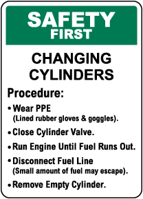 Safety First Changing Cylinders Sign