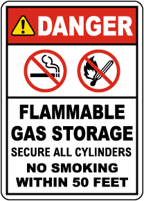 Danger Flammable Gas Storage Secure Cylinders Sign