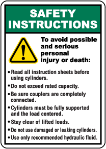 Safety Instructions For Cylinders Sign