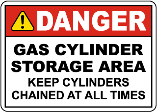 Danger Gas Cylinder Storage Area Sign
