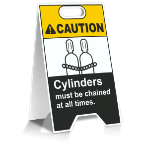 Caution Cylinders Must Be Chained Floor Stand