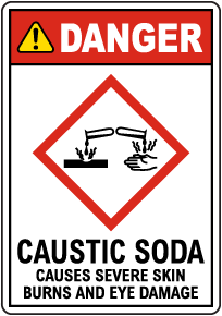 Danger Caustic Soda Severe Burns GHS Sign