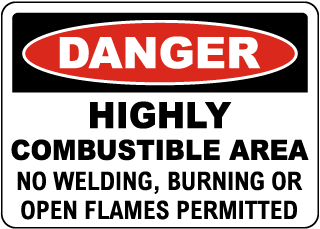 Highly Combustible Area Sign