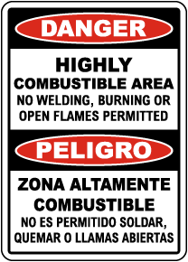 Bilingual Highly Combustible Area Sign