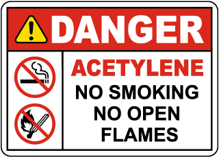Acetylene No Smoking No Open Flame Sign