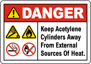Kepp Acetylene Cylinders Away Sign