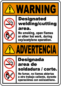 Bilingual Designated Welding Area Sign