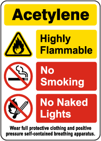 Acetylene Highly Flammable Gas Sign