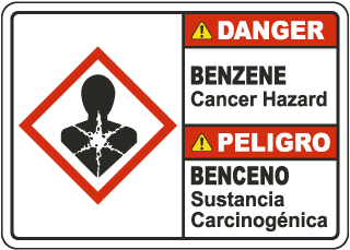 Bilingual Danger Benzene Cancer Hazard GHS Sign