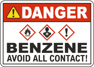 Danger Benzene Avoid All Contact GHS Sign