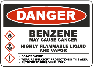 Danger Benzene May Cause Cancer GHS Sign