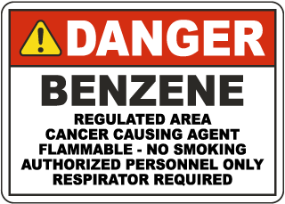 Danger Benzene Regulated Area Sign