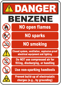 Danger Benzene Precautions Sign