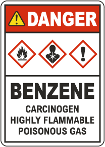 Danger GHS Benzene Sign