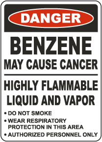 Danger Benzene May Cause Cancer Sign
