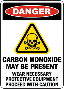 Danger Carbon Monoxide Wear Necessary Protective Equipment Sign