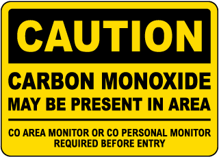 Caution Carbon Monoxide May Be Present In Area Sign