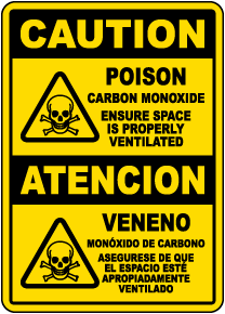 Bilingual Caution Poison Carbon Monoxide Sign