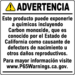 Spanish Warning This Product Can Expose You To Chemicals Including Carbon Monoxide Sign