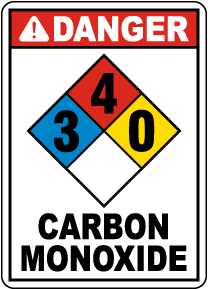 NFPA Danger 3-4-0 Carbon Monoxide Sign