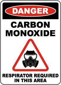 Danger Carbon Monoxide Respirator Required Sign