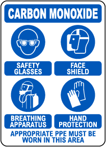 Carbon Monoxide 4 PPE Sign