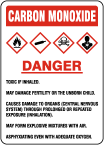 Carbon Monoxide Danger Toxic If Inhaled Sign