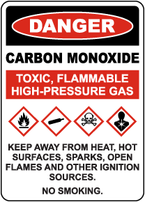 Danger Toxic Flammable High-Pressure Gas Sign