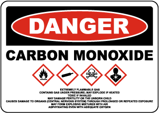 Danger Carbon Monoxide Extremely Flammabled Gas Sign