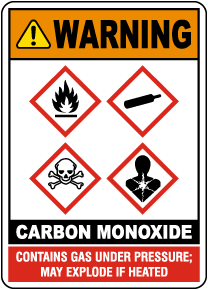 Warning Carbon Monoxide Contains Gas Under Pressure Sign
