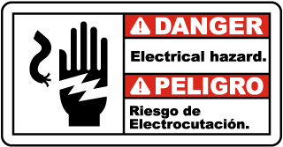 Bilingual Danger Electrical Hazard Sign