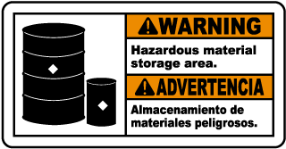 Bilingual Warning Hazardous Material Storage Area Sign