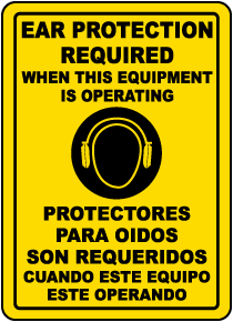 Bilingual Ear Protection Required Sign