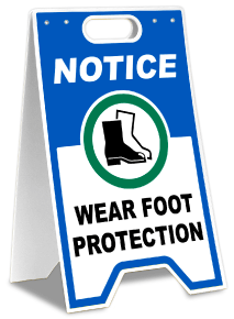 Notice Wear Foot Protection Floor Sign