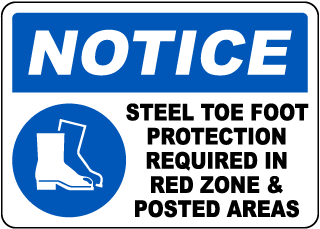 Steel Toe Foot Protection Required Sign