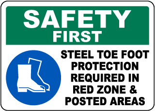 Steel Toe Foot Protection Required Sign