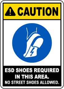 ESD Shoes Required In This Area Sign