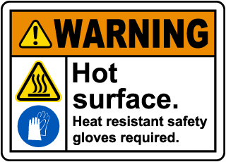 Hot Surface Safety Gloves Required Sign