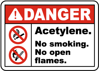 Danger Acetylene No Smoking Sign